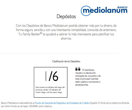 indicador riesgo banco mediolanum
